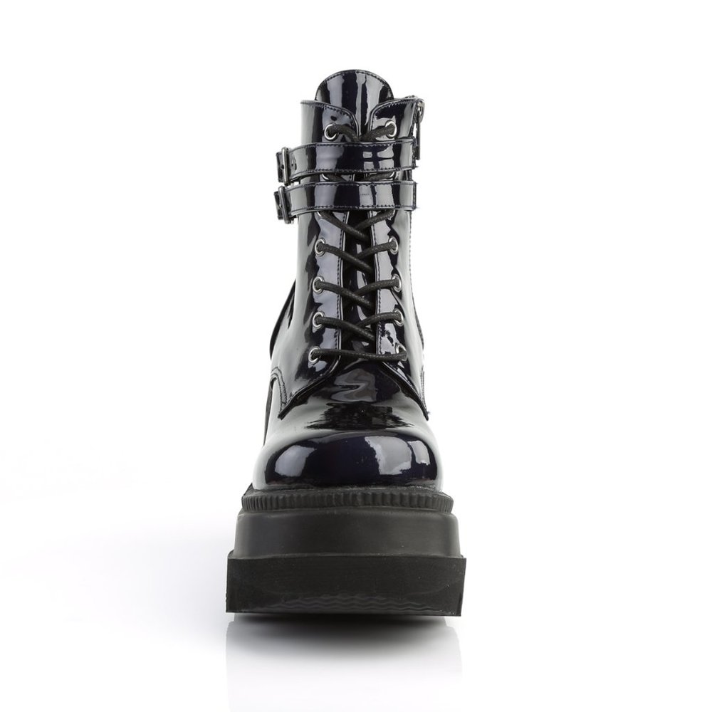 Demonia Shaker 52 Hologram Patent Platform Boots - Black - Picture 2 of 2